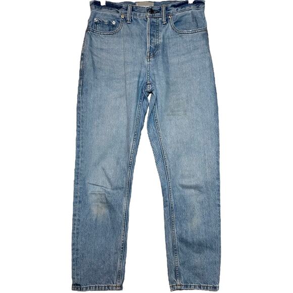 Everlane Boyfriend Jeans Light Wash Button Fly Straight 100% Cotton Blue 25R - Picture 1 of 7